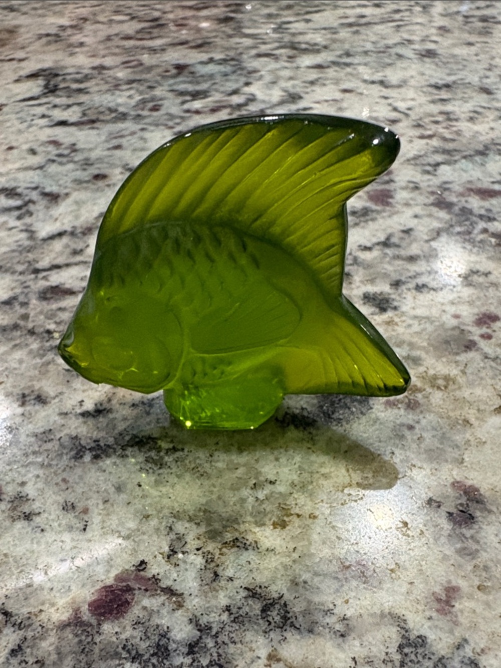 Lalique Green Crystal Angel Fish Figurine